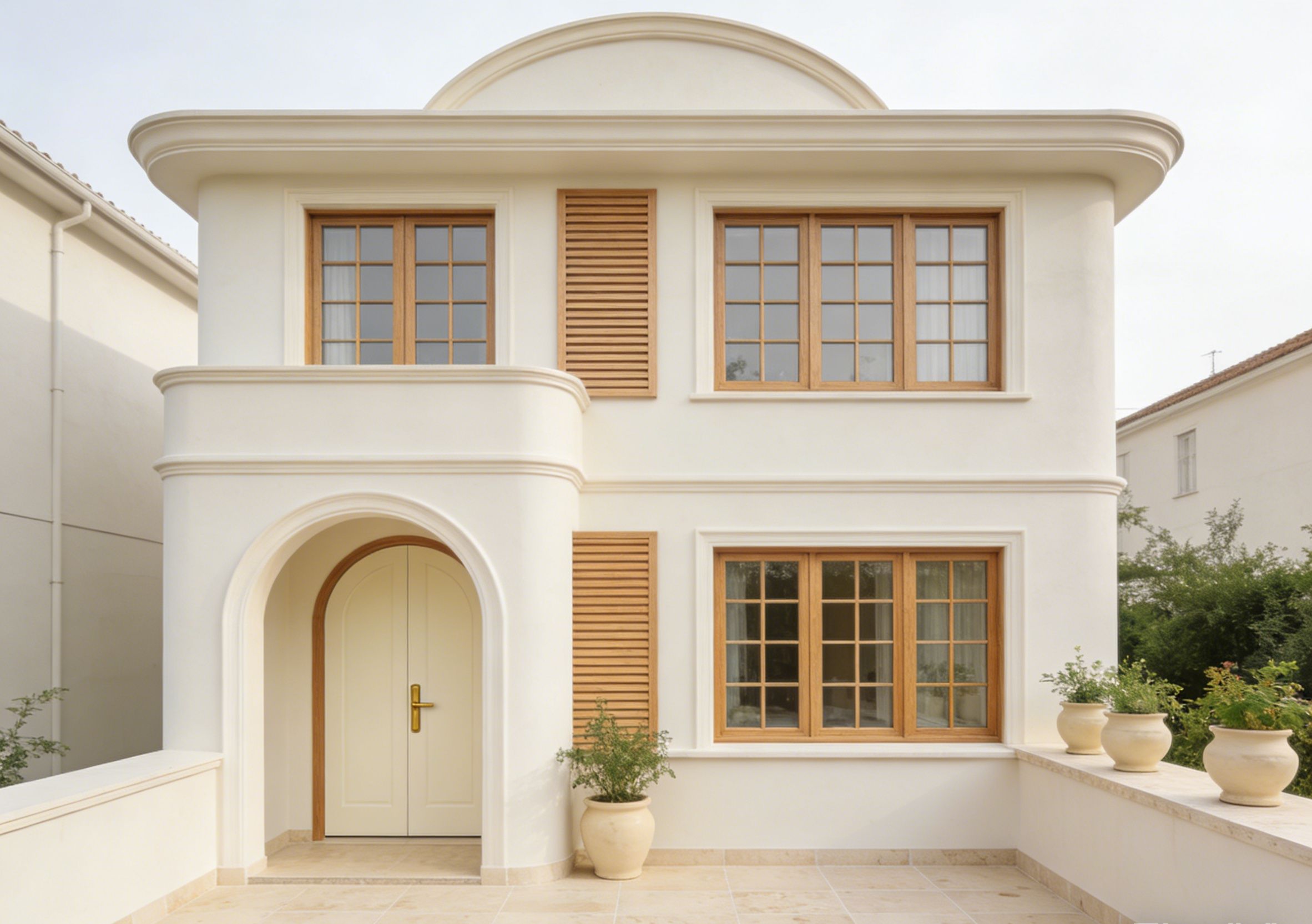 Velvety Elegance: A French Cream Style Small-Footprint Villa